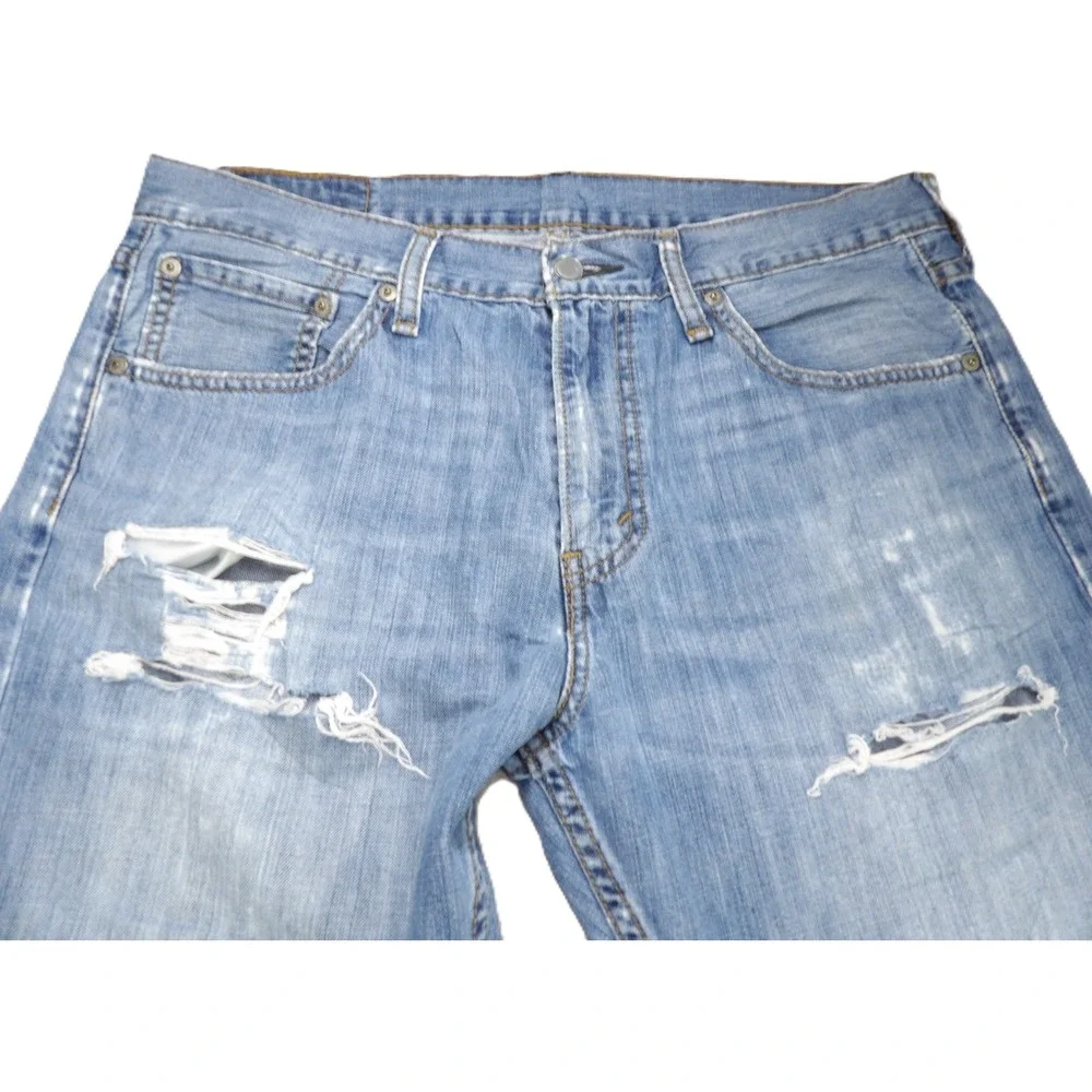 Y2K Levis 527 Slim Bootcut Jeans Men W33xL30 Distressed Light Wash Denim Western